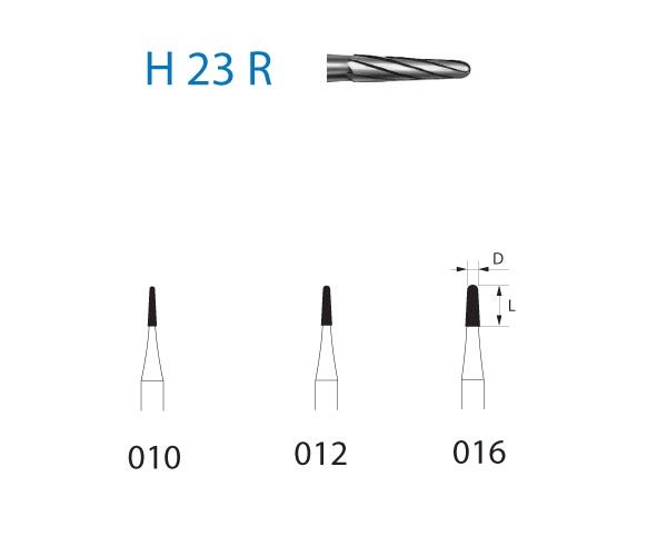 Fresa H23R de Carburo de Tungsteno para FG con Forma de Cono (5 uds)