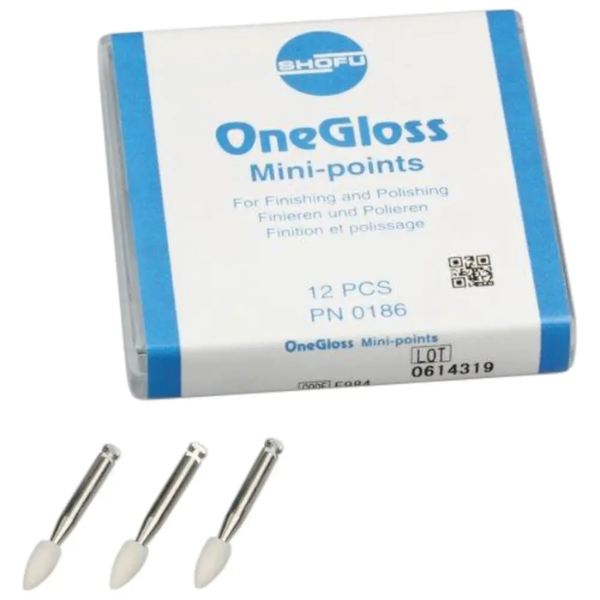 Rubber Onegloss Polishers (12 Mini Tips Mounted)