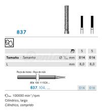 Fresa 837 de Diamante para PM con Forma de Cilindro (5 uds)