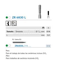 Fresa ZR830L de Diamante para FG con Forma de Pera (5 uds)