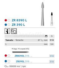 Fresa ZR390 de Diamante para FG con Forma de Granada (5 uds)