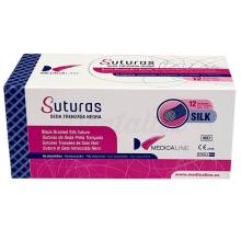 Sutura di Seta Intrecciata Nera Non Assorbibile (12 pz)